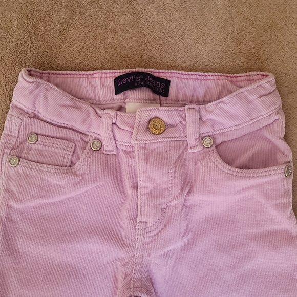 Levi's Girl Purple Pink Courduroy Slim Straight Fit Pants Size 3T - Picture 2 of 5